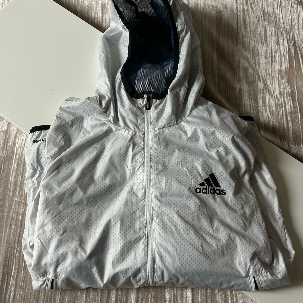 Adidas White Windbreaker Jacket